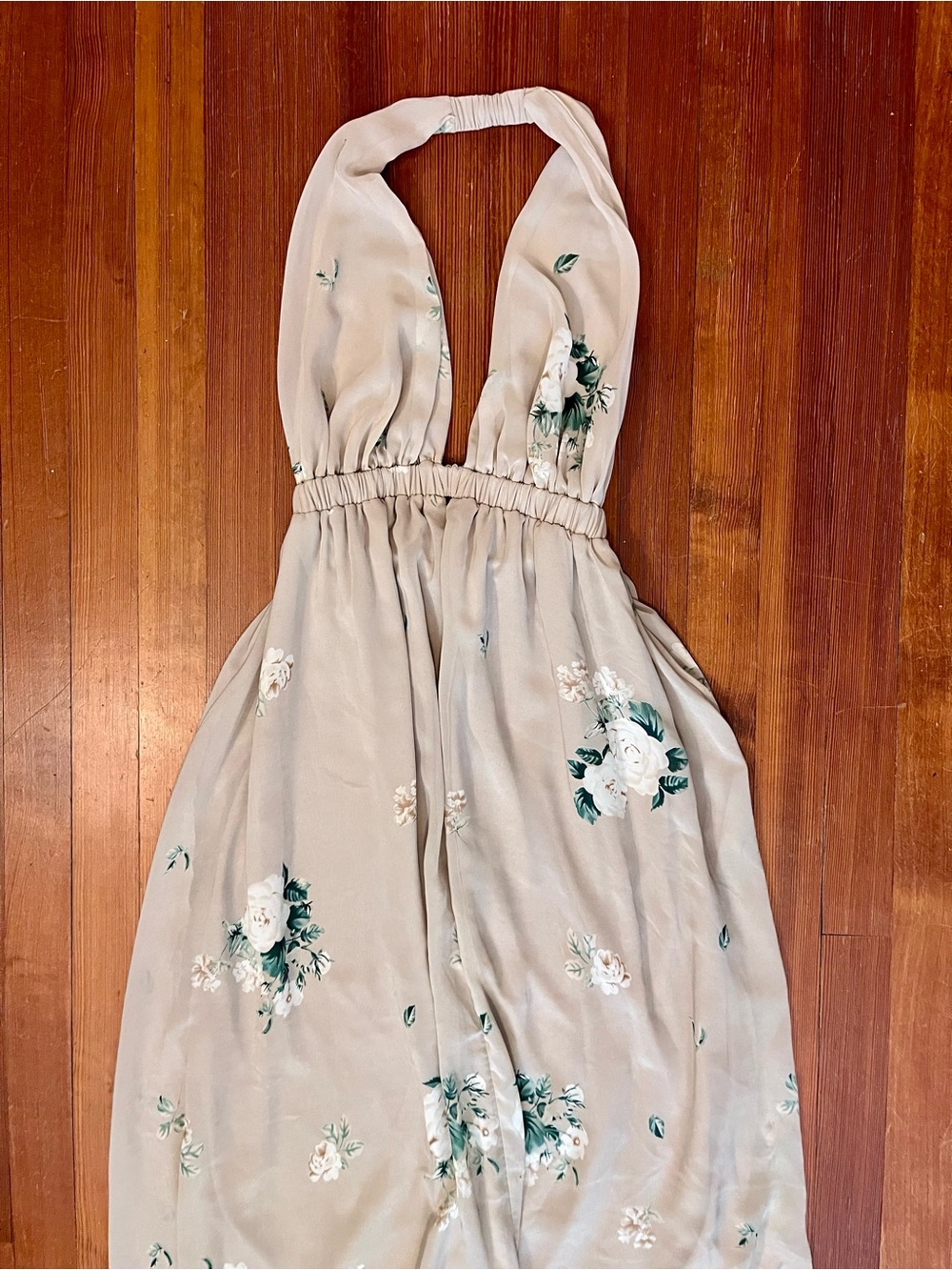 Show Me Your MuMu Luna Halter Maxi Dress in Blush Beige Floral - Picture 2 of 8